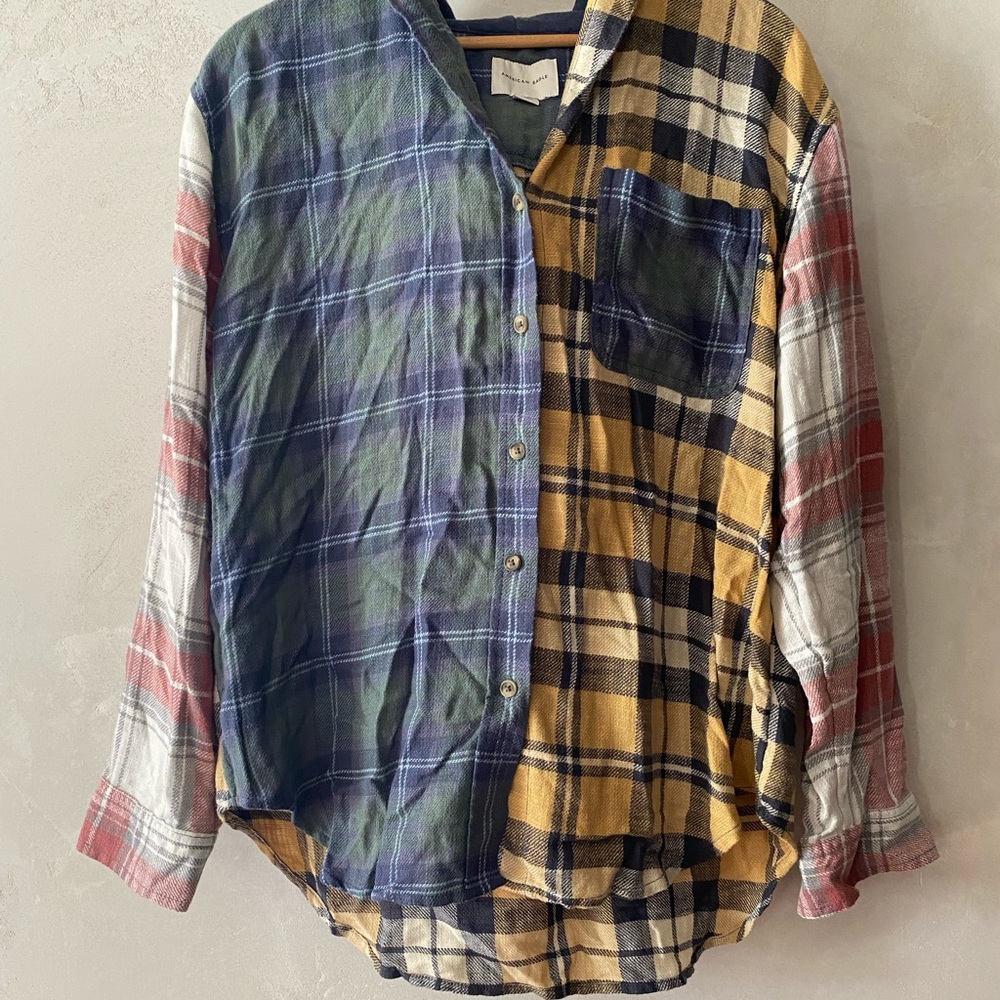 AE Plaid Button Up Hoodie